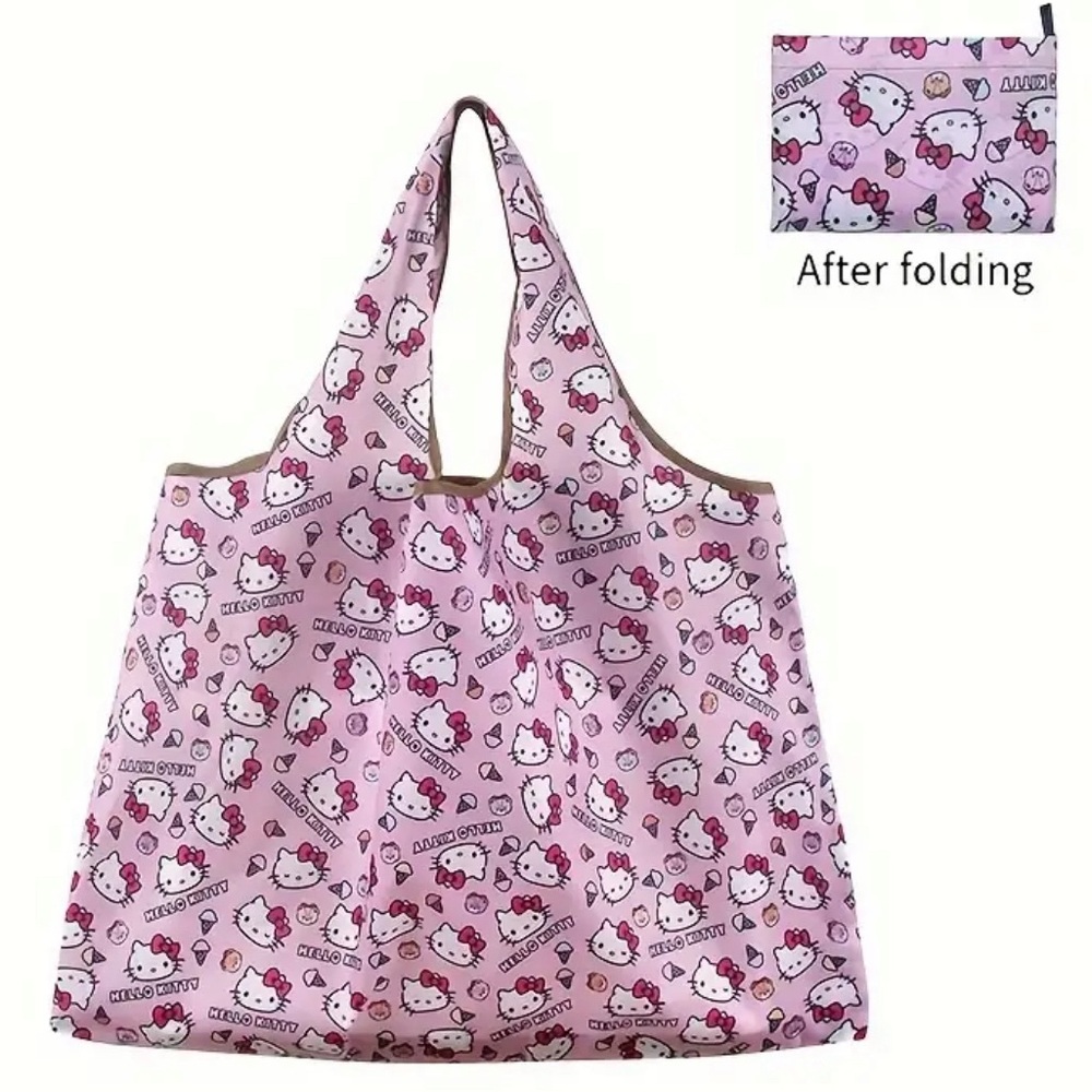 New Hello Kitty Reusable Foldable Waterproof Shopping Tote Bag